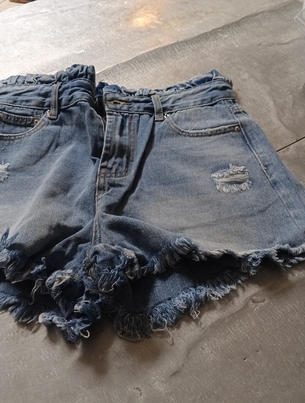 Hayden LA NWT 100% Cotton Paper Bag Waist Jean Shorts Distressed Medium